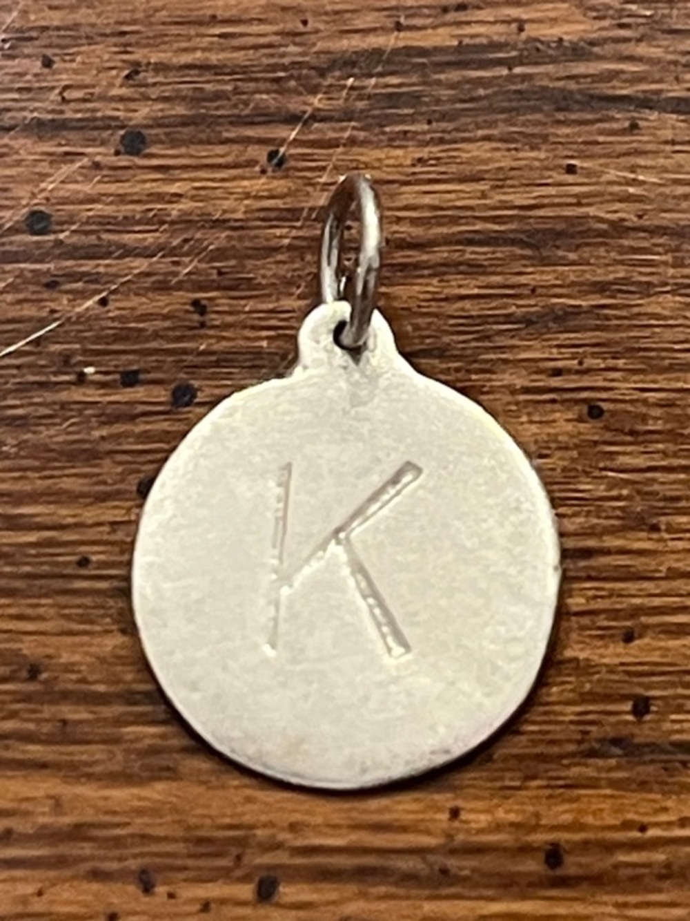 Helen Ficalora Sterling Silver Initial 'K' Round Charm Pendant